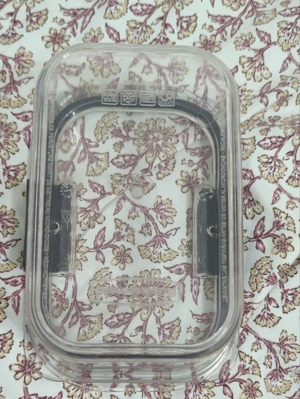 Clear Rectangular Food Storage Container with Black Clips